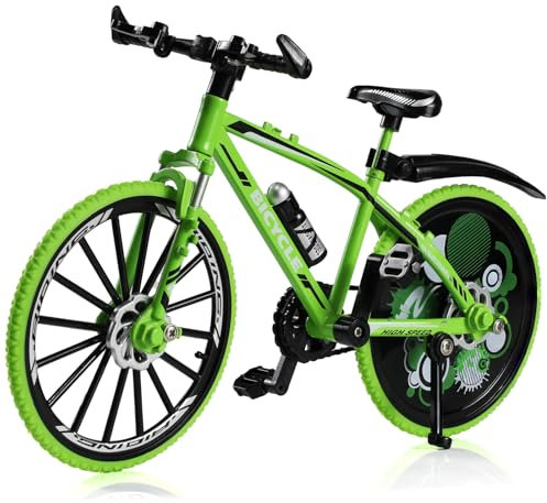 Risopen 1:8 Skala Druckguss Metall Mini Road Bike Fahrrad Modell Spielzeug Finger BMX Spielzeug Desktop Dekoration Handwerk für Radfahrer Liebhaber (grün)