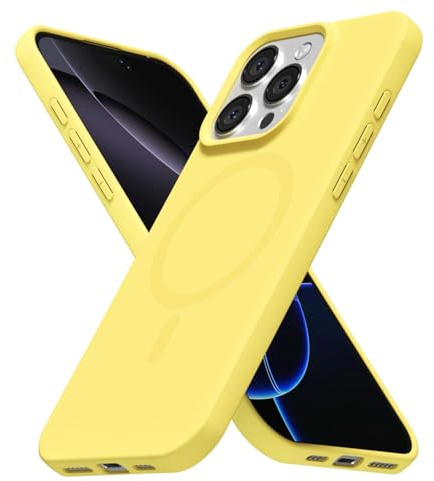 LoeoeL for iPhone 16 Pro Max Case Silicone Mag Safe, Compatible with Magsafe Ultra Slim Thin Magnetic Phone Case for Women Girls, Soft Rubber Gel Matte TPU Solid Color Minimalist Cover, Yellow