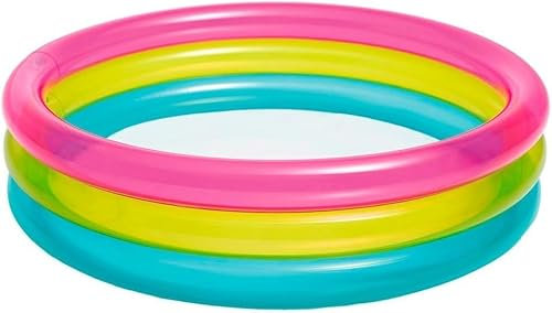PISCINA GONFIABILE ROTONDA PER BAMBINI 90x25CM CON 3 ANELLI DA SPIAGGIA GIARDINO