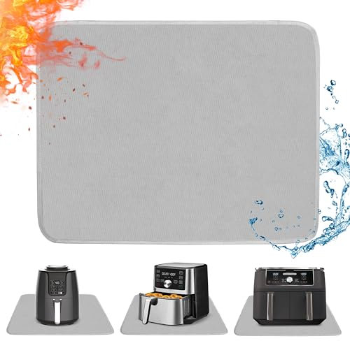 Tappetino Friggitrice ad Aria 30x45cm-1mm, Tappetino Ignifugo per la Protezione dei Piani di Lavoro della Cucina, Accessori per Friggitrice ad Aria Impermeabili, Antigrasso e Facili da Pulire, Grigio