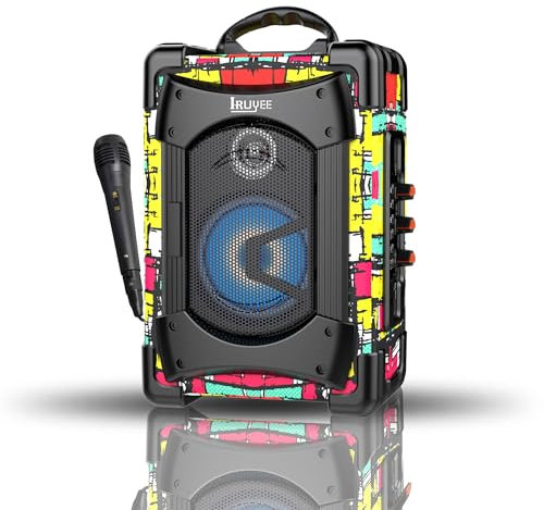 Haut-parleur Bluetooth portable avec microphone, machine de karaoké pour adultes et enfants avec caisson de basses amélioré, radio FM, prise en charge TF/USB/AUX pour la maison, les fêtes en plein air