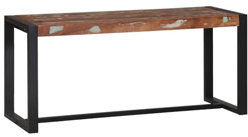 vidaXL Rustikale Eingangsbank Massivholz Altholz Bunte Textur Stylische Sitzgelegenheit für Flur oder Wohnzimmer Handgemachte Möbel für 2-3 Erwachsene Bunt für drinnen Texturiert