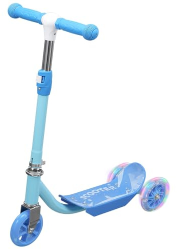 Roller für Kinder, Kinderroller von 3 bis 6 Jahren mit Flexibles Lenkrad, Höhenverstellbarer Lenker, Stabiler, Leuchtender Dreirad-Tretroller für Jungen und Mädchen für Kinder, Geschenk/Blau