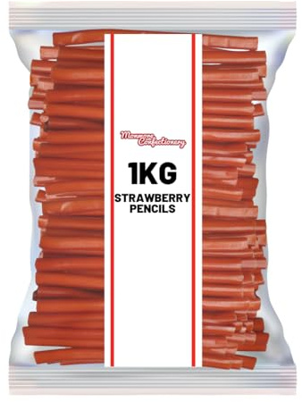 Strawberry Flavoured Pencil Cable Sweets - 1kg Pack Strawberry Flavour With A Cream Centre