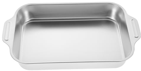 Mobestech Stainless Steel Roasting Pan Rectangular Fish Grilled Tray 14.57 X 8.66 X 2.09 in Portable Oven Dish for Grilling Fish Small Lobsters Home Kitchen Hotel Restaurant