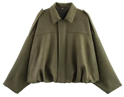 Generico Motorcykeljacka Kvinnor Bomberjacka Softshell Fuskskinn Kort Trench Krage Mocka Ledig Jackor Mode Mocka Varm Kappa Med Dragkedja Vår Vinter Lätt Vintage Jacka