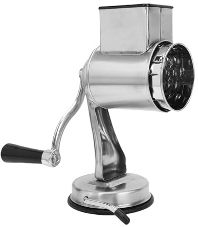 BAOFUYA Broyeur de Noix à Manivelle, Hachoir à Noix Manuel en Acier Inoxydable avec 5 Tambours pour Fromage, Légumes, Idéal pour la Cuisine Domestique