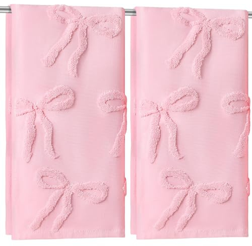 Dermalyx 2 pezzi asciugamani rosa con fermaglio, 100% cotone, asciugamani bagno assorbenti, tessuto a giacquare, decorativo, per bagno & regalo, 35x75 cm