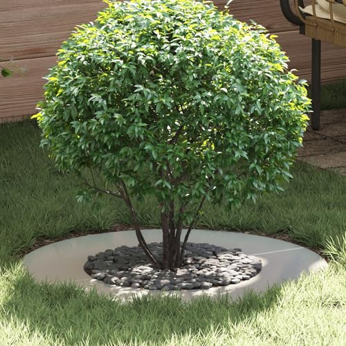 SKTQYQO Jardinera redonda de metal galvanizado para interiores y exteriores, capacidad 100 litros, diámetro 70 cm, diseño moderno con inserciones decorativas, resistente a la corrosión