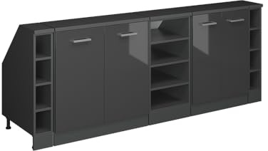 Vicco Küchenschrank für Dachschrägen R-Line, Anthrazit Hochglanz, 210 cm 5er Set Schrankkorpuss 60 cm Tiefe, geeignet für schräge Wände und Variable Küchenmontage
