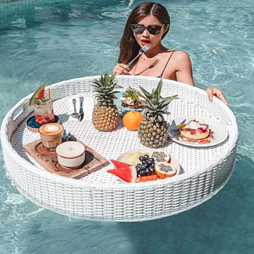 Vassoio da portata galleggiante per piscina, vassoio rotondo per tavolo da bar ideale per servire bevande e cibo, perfetto per spa, spiagge e feste