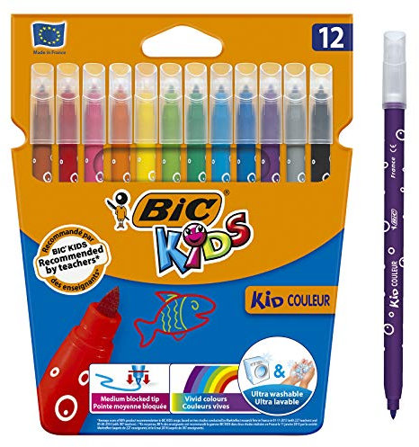 BIC Kids 9202942 Fasermaler Kid Couleur, 12 Stück