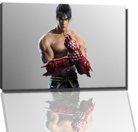 Jin Kazama Bild auf Leinwand -- 80 x 60 cm fertig gerahmte Kunstdruckbilder als Wandbild - Billiger als Ölbild oder Gemälde - KEIN Poster oder Plakat