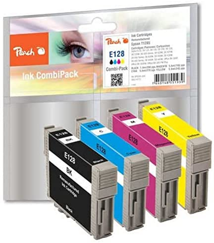Peach E128 Spar Pack Druckerpatronen (BK, C, M, Y) ersetzt Epson T1285, C13T12854010 für z.B. Epson Stylus Office BX 305 F, Epson Stylus SX 430 W, Epson Stylus SX 435 W, Epson Stylus SX 438 W