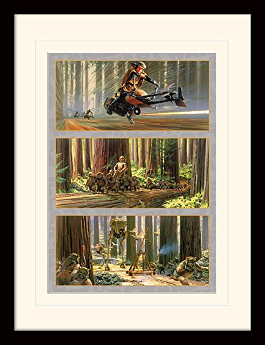 Pyramid International MP11364P-PL Star Wars (Action On Endor's Moon) montiert und gerahmt, Mounted 250 GSM Paperwrap MDF, Mehrfarbig, 44 x 33 x 4 cm