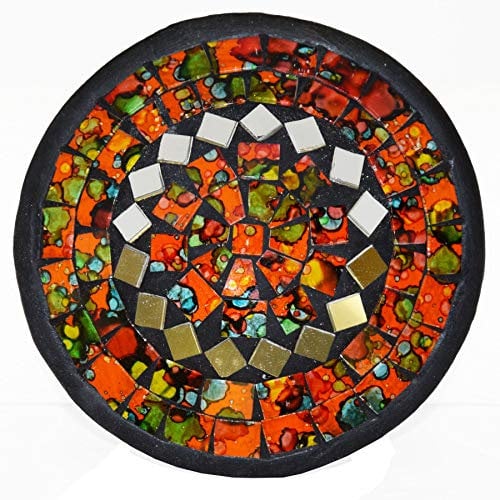 Mosaikschale Tonschale Glasschale Dekoschale Mosaik Kunsthandwerk Glassteine Deko rund Spiegel S Color Orange