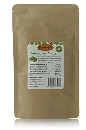 Birkengold Zahnpulver Minze mit Xylit im Beutel Nachfüllbeutel 100 g