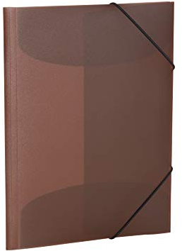 HERMA Sammelmappe A4 Braun Transluzent, Eckspanner-Mappe aus Kunststoff mit Gummizug und Innenklappen für Kinder, Jungen und Mädchen