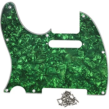 FLEOR 8 Löcher Linkshänder Pickguard Front Scratch Plate für USA/Mexiko Standard TL TEs Style, 4-lagige grüne Perle, PVC-Schutzhülle