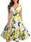 bbonlinedress Women's 50s 60s A Line Rockabilly Dress Cap Sleeve Floral Vintage Swing Party Dress Lemon 2XL