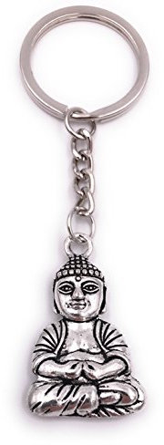 H-Customs Buddha Buddhismus Buddhafigur Schlüsselanhänger Anhänger Silber aus Metall