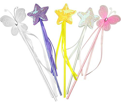 PPXMEEUDC Kit de baguette de princesse pour filles, baguette magique pour se déguiser, costume d'Halloween, spectacles magiques, cosplay, fête d'anniversaire, baby showers, baguettes de