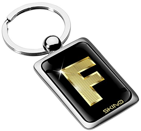 Biomar Labs® Schlüsselanhänger Buchstabe Metall Keyring Buchstaben Initialen Alphabet Autoschlüssel Geschenk Metall-Schlüsselanhänger Schlüsselbund Edelstahl Gold F