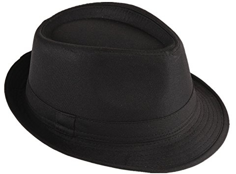 Miobo Cappello di Paglia, Cappello Panama, Cappello Fedora, Design Trilby, Protezione Solare 60 Tinta Unita Nero
