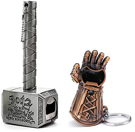 Nidavellir 2-Pack Magnetic Hammer Shaped Beer Opener and Glove Keychain Bottle Opener, Beer Gifts Bottle Opener for Men, Husband, Dad, Grandpa, Boyfriend
