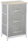 HOMCOM Vertical 3-Tier Linen Drawer Cabinet Organizer Storage Dresser Tower with Metal Frame Adjustable Feet for Living Room, Bathroom, Kitchen, White, Oak and Light Grey