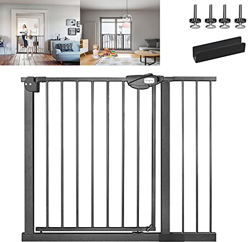 YRHome Türschutzgitter ohne Bohren Treppengitter Treppenschutzgitter für Kinder Türgitter Auto-Close 180° Zweiwegeöffnung Baby Schutzgitter für Baby Kinder, 95-105 cm breit Schwarz