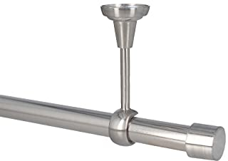 Sento 25mm Gardinenstange Vorhangstange 1-läufig Deckenmontage Edelstahl Optik 140 cm Albana