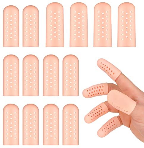 SOSPIRO 14 Pezzi Protezione Copridita in Silicone, Gel, Manicotti Traspiranti, Proteggi mano Screpolato, per Vesciche, Eczema, Artrite Delle Dita