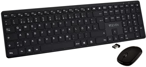 V7 CKW550DEBT Bluetooth Slim Keyboard und Silent Mouse Combo, 2.4GHZ Dual Mode, Deutsch QWERTZ, 4-Tasten-Maus mit Einstellbarer DPI