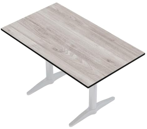 GGMMÖBEL COMPACT | Esstisch HPL Tischplatte | 118 x 68 cm | Eiche-Weiß | Perfekt für klappbare Gartentisch, Esstisch | Outdoor | Restaurant, Cafe, Bar