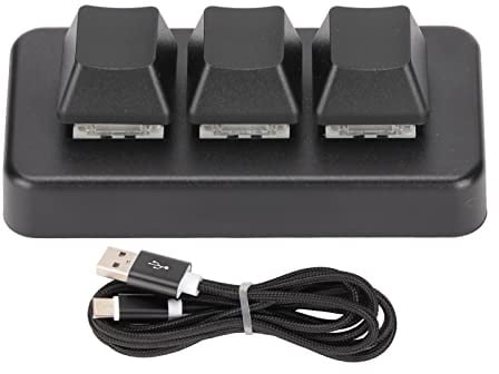 Elprico Programmierbare 3-Tasten-Tastatur, USB-Makro-Tastatur mit RGB-Hintergrundbeleuchtung für Computer (Schwarz)