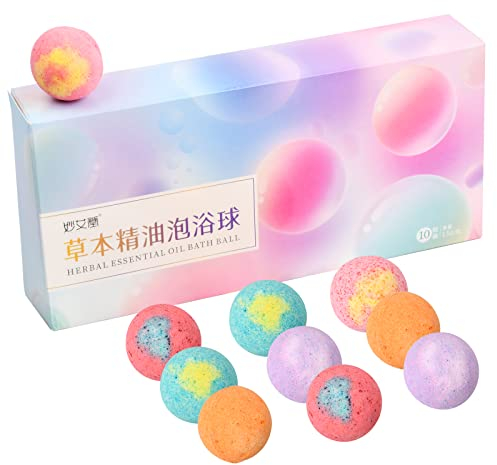 Xzeemo 10pcs Handgefertigte Fußbad Badekugeln mit ätherischen Ölen, Badezusatz Schaumbad Befeuchten Trockene Haut, Düfte Badekugeln Geschenk für Frauen Freundin Kinder Mutter Geburtstags Weihnachten