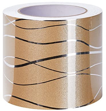 Dostear Frises Papier Peint Vague DoréE 5cm X 500cm Moulure Murale Autocollant Murals Adhesif Murale Plinthe Adhesive Pvc