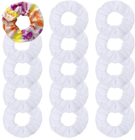 KOMUNJ 15 Stück Weiß Haargummis Scrunchies, Weiß Baumwolle Elastische Haargummi DIY Haargummis Scrunchies Starker Haargummis für Mädchen Damen