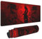 Japanese Samurai Cool Anime Red and Black Dragon Mouse Pad XL Extended Desk Mat, Non Slip Rubber Base Stitched Edge Gaming Pc Desktop Large Mice Pad,31.5 x 11.8 Inch
