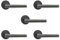 Infinity Decor Set of 5 Pairs T-Bar Lever Door Pull Handles on Round Rose Pack in Gun Metal Grey Finish - for Interior & Exterior Doors