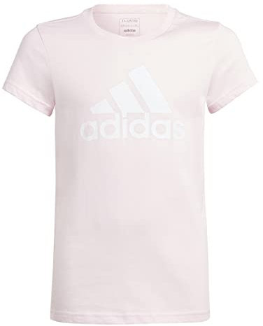 adidas Mädchen Essentials Big Logo Cotton Tee, Clear Pink/White, 9-10 Years