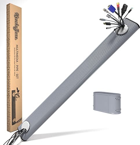 Juego de canaleta para cables empotrados – Tubo multimedia ovalado – Pasacables invisible para TV, ocultar cables detrás de la pared, tubo de instalación eléctrica, 1,1 m de largo