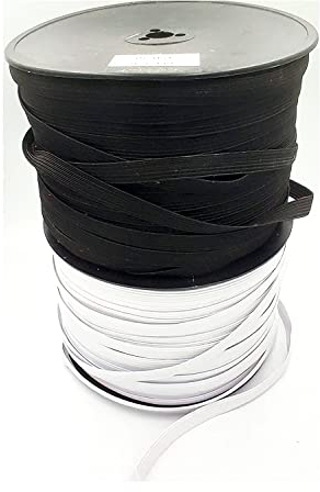 Cinta elástica trencilla mercería, calidad de mercería, goma elástica, cordón elástico, goma elástica costura y manualidades (Negro, 2 metros)