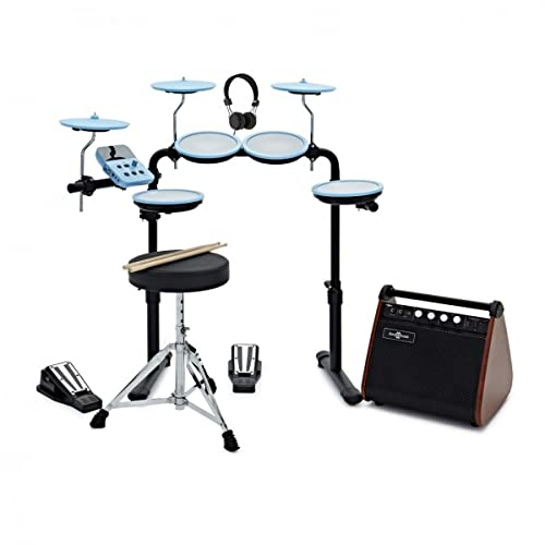 VISIONDRUM Mesh E-Drum Set mit Verstärker und Zubehör für Kinder und Erwachsene, blau