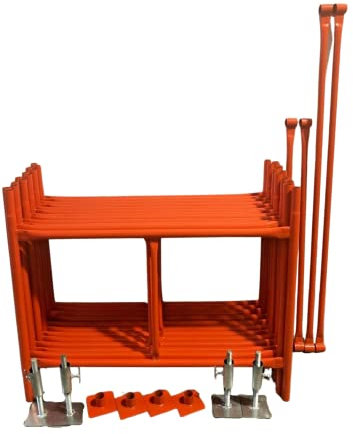 HILL TOP FABRICATIONS CO (1998) LTD - Scaffolding Tower with Adjustable Bases 5.94 Meters (19'6) Working Height 4x4 Base Size. Steel & Polyester Powder Coated (PPC) High Quality Finish.
