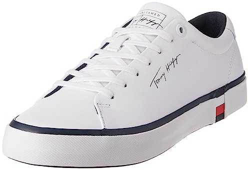 Tommy Hilfiger Modern Vulc Corporate Leather Vulkanisierte Sneaker, Herren, Weiß (White), 43 Eu