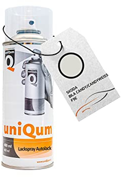 uniQum Autolack Spraydose fürs Auto für SKODA BILA CANDY/CANDYWEISS F9E Autolack Reparatur 400 ml