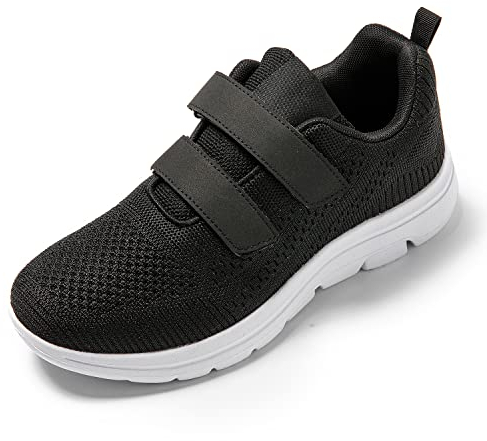 JOMIX Sneaker Damen Sportschuhe Turnschuhe Straßen Laufschuhe Klettverschluss Atmungsaktive Trainers Fitness Gym (A Schwarz & Weiß, 39)