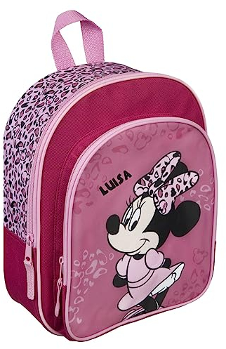 Kindergartenrucksack Disney Minnie Mouse mit Name | personalisierter Mädchenrucksack mit Vortasche Leo pink